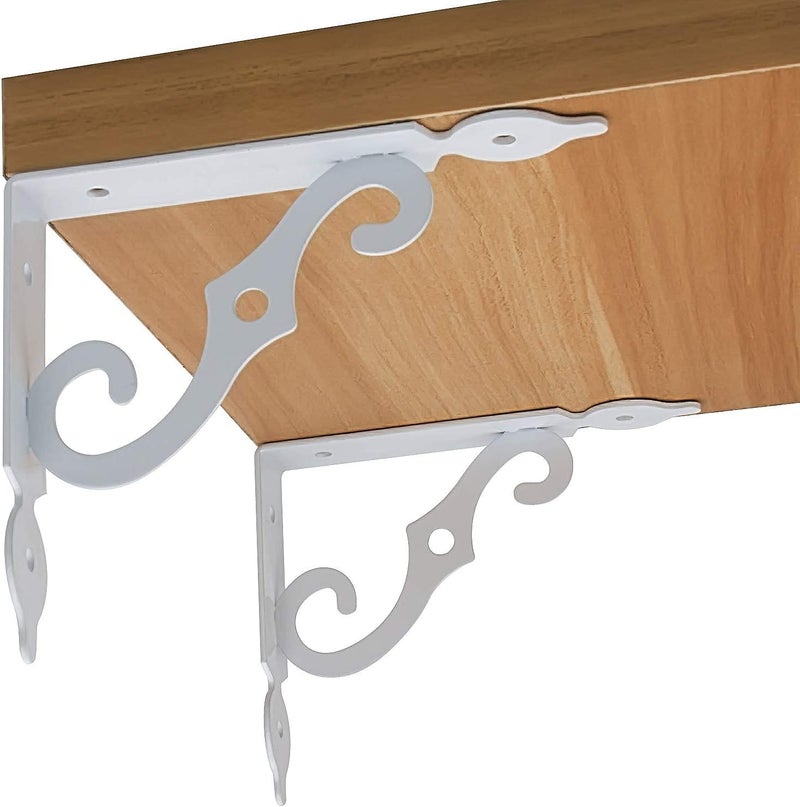 Acrux7 5.5 x 4.3 inch Decorative Shelf Brackets - 12 Pack Heavy Duty White Metal L Brackets with Screws - Image 4